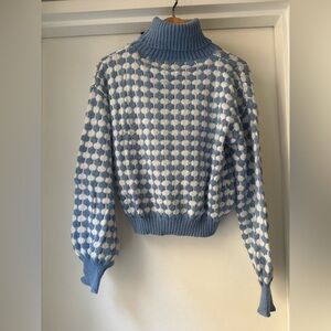 Blue and White Patterned Women's Sweater